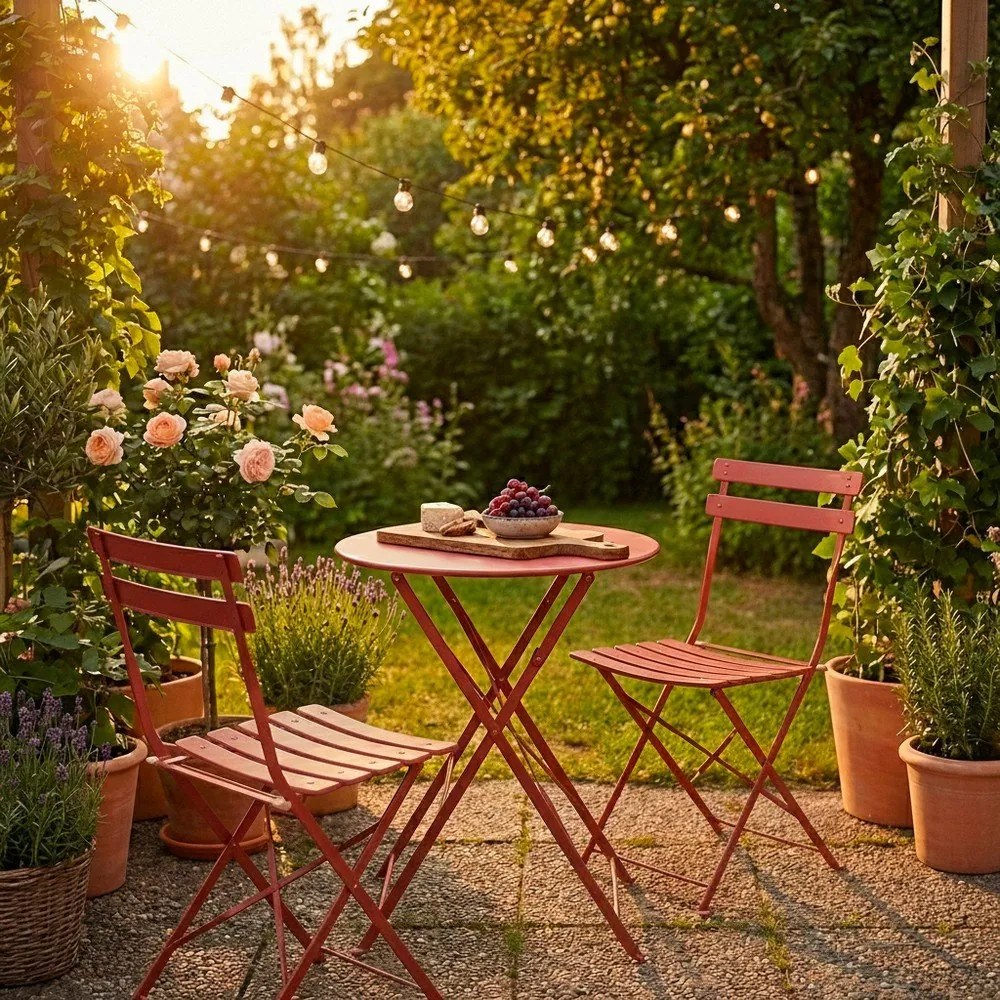 Set de dining pentru grădină teracotă din oțel pentru 2 persoane Austin – Bizzotto