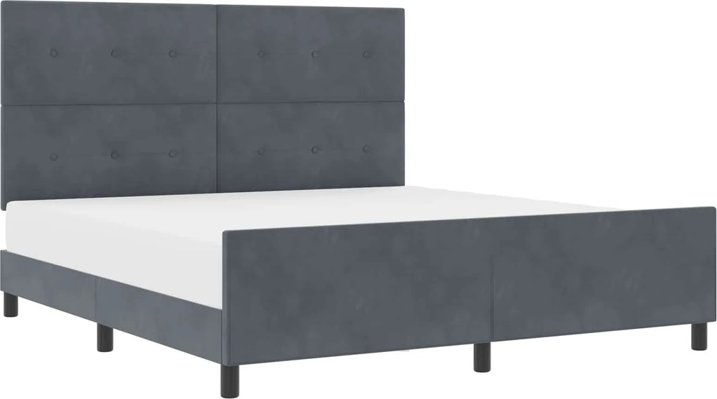 vidaXL Pat cu arcuri cu headboard Gri închis 180 x 200 cm Catifea