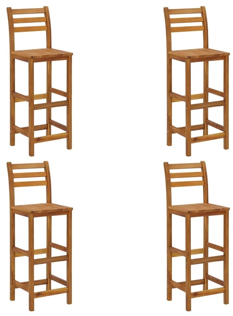 Set mobilier de bar de gradina, 5 piese, lemn masiv de acacia Scaune de bar cu spatar, 5
