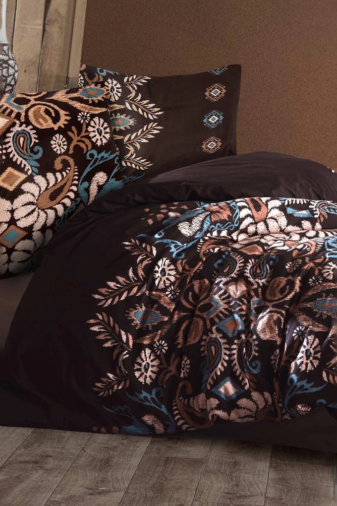 Lenjerie de pat din satin Isolda maro 140x200 cm