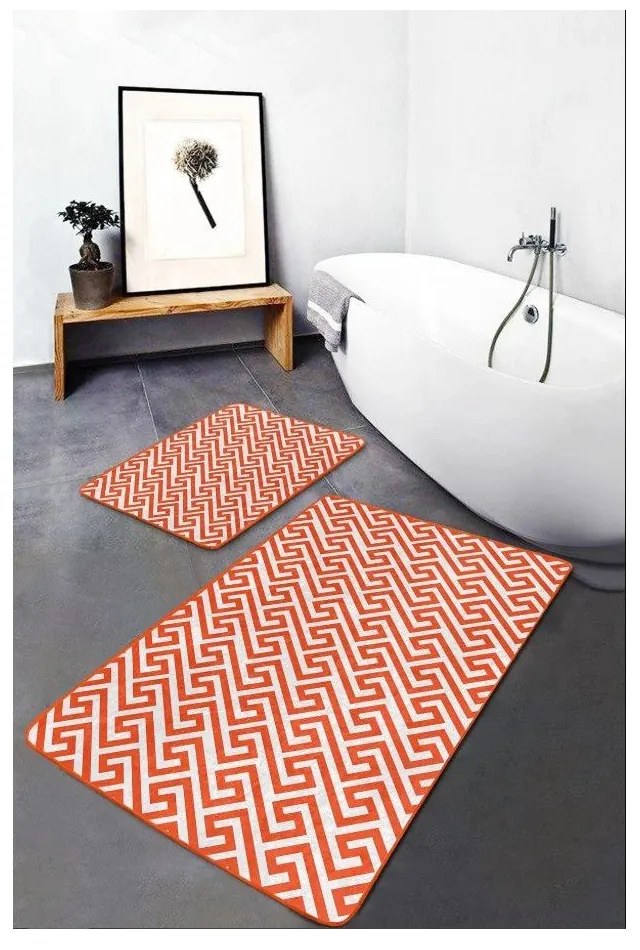 Covorașe de baie portocalii 2 buc. din catifea 60x100 cm – Mila Home