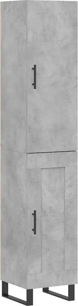 vidaXL Dulap înalt, gri beton, 34,5x34x180 cm, lemn prelucrat