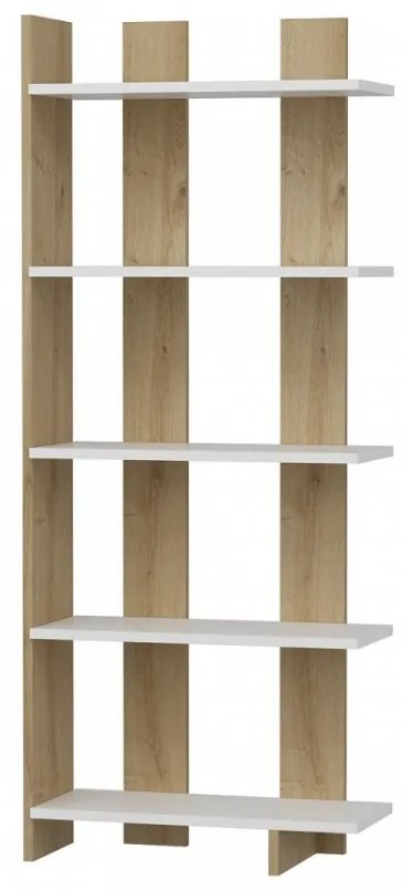 Biblioteca Living Elas, Alb / Stejar