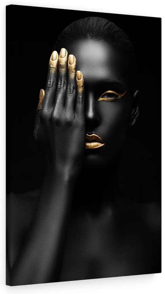 Tablou canvas BW Girl Gold 120x80 cm