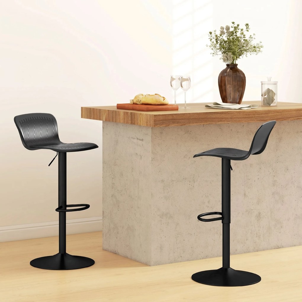 HOMCOM Set 2 Scaune de Bar cu Spătar Ergonomic, 38,5x40x76,5-97,5 cm, Alb | Aosom Romania