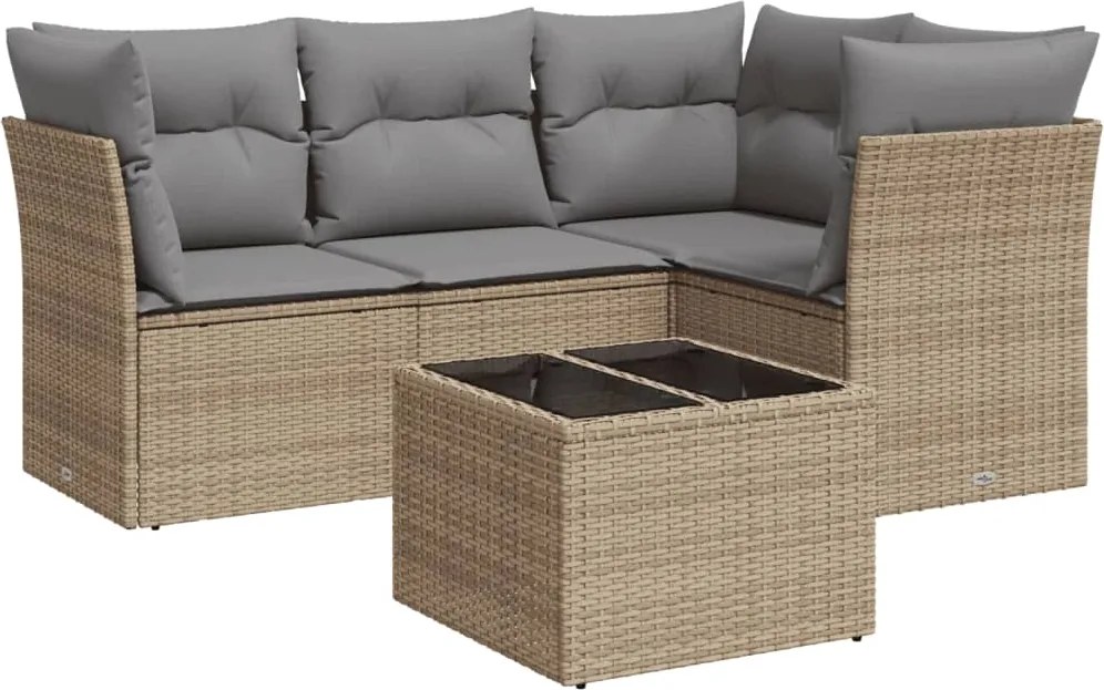 vidaXL Set canapele de grădină cu perne, 5 piese, bej, poliratan