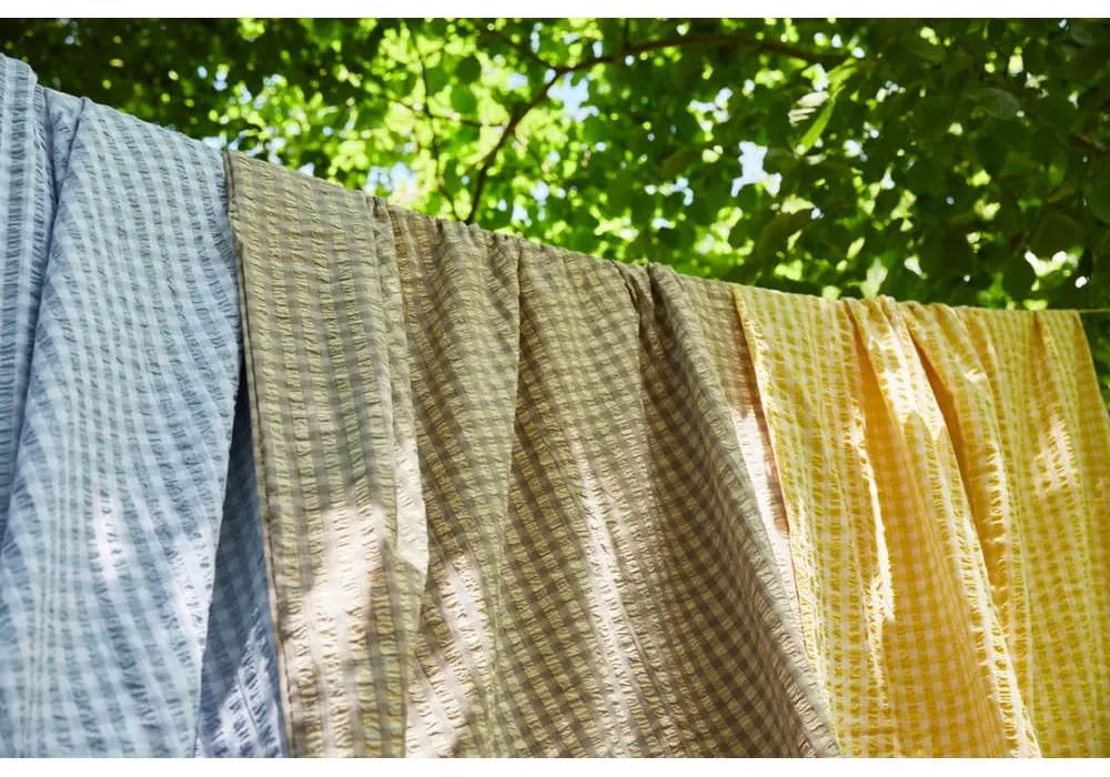 Lenjerie de pat galbenă/albă din țesătură crep pentru pat de o persoană 140x200 cm Bæk&amp;Bølge – JUNA