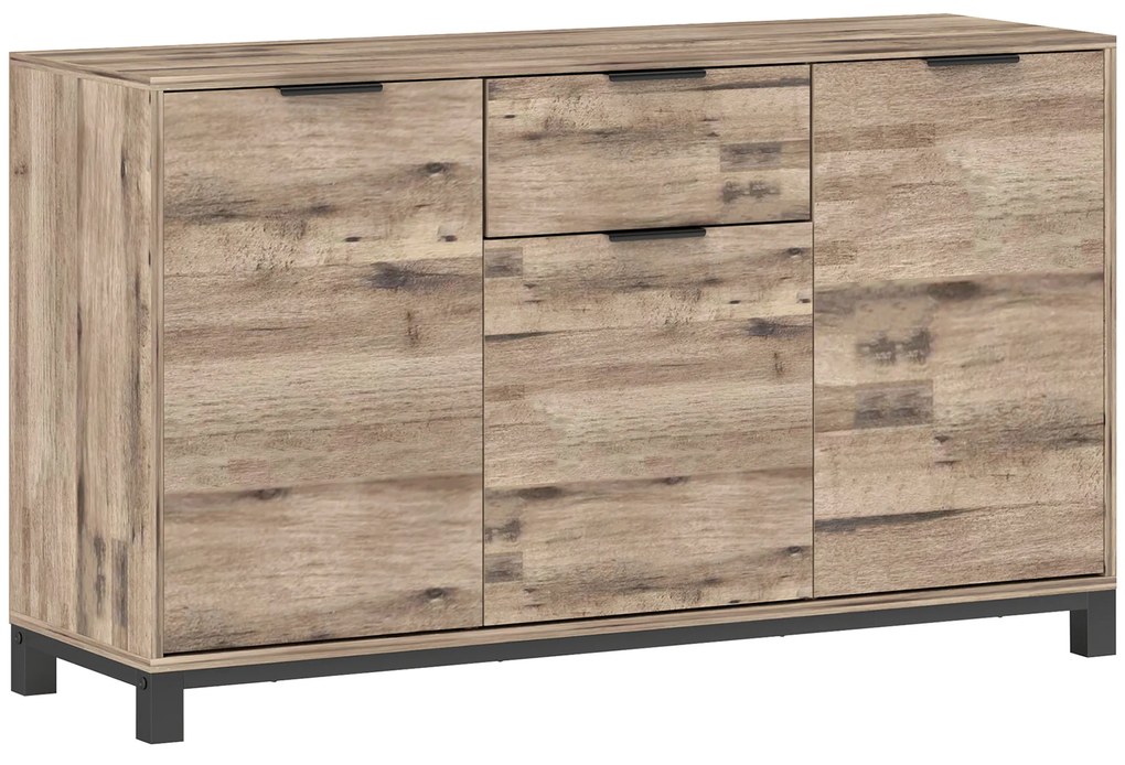 HOMCOM Bufet cu Sertar și 3 Dulapuri cu Rafturi Reglabile, 120x36,5x70 cm, Maro | Aosom Romania