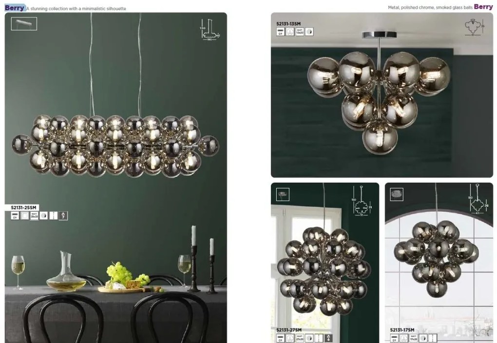 Lustra aplicata moderna cu 13 surse de lumina Berry
