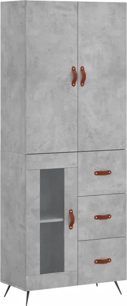 vidaXL Dulap înalt, gri beton, 69,5x34x180, lemn compozit