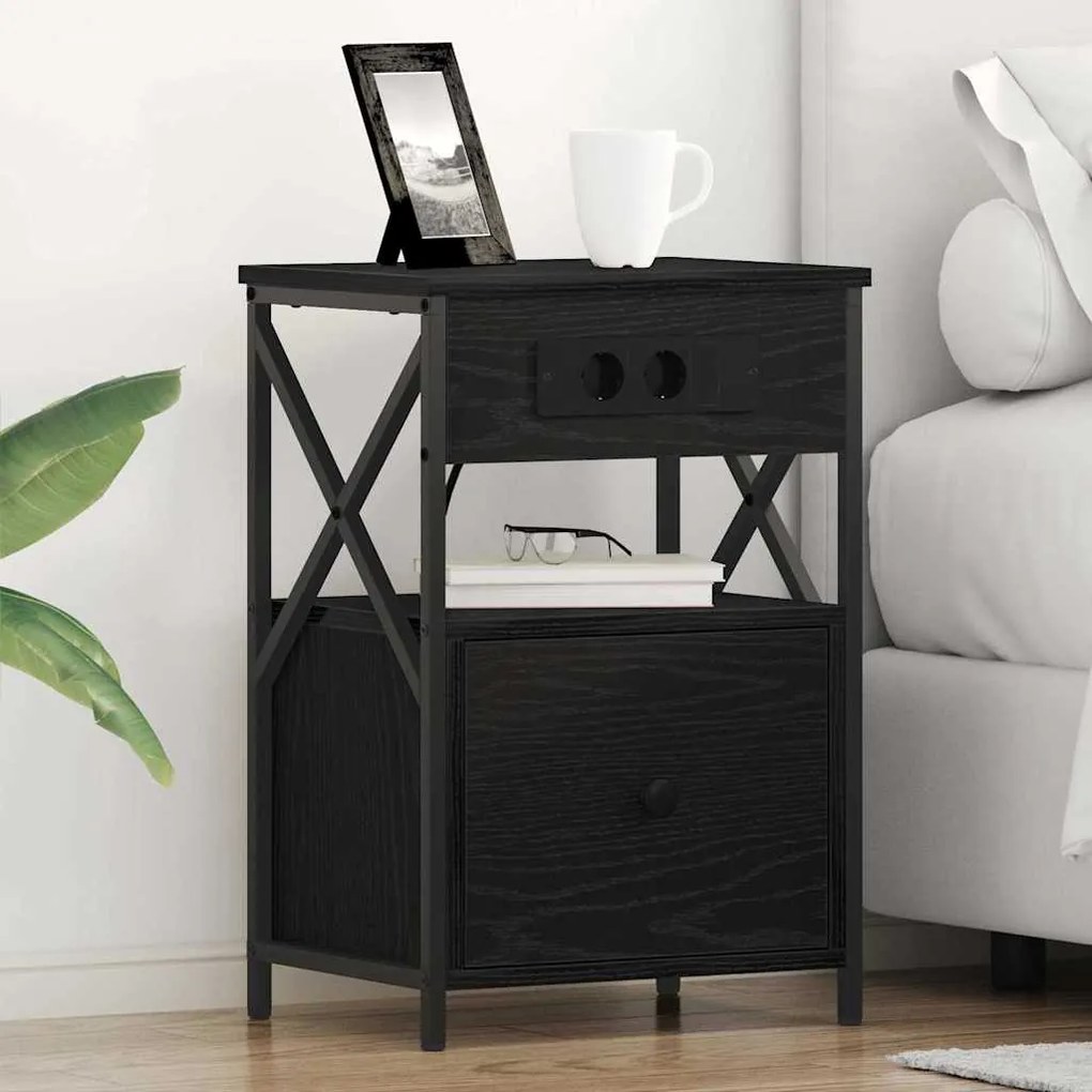 vidaXL Noptiere 2 pcs Stejar negru 40 x 31 x 60 cm Lemn compozit