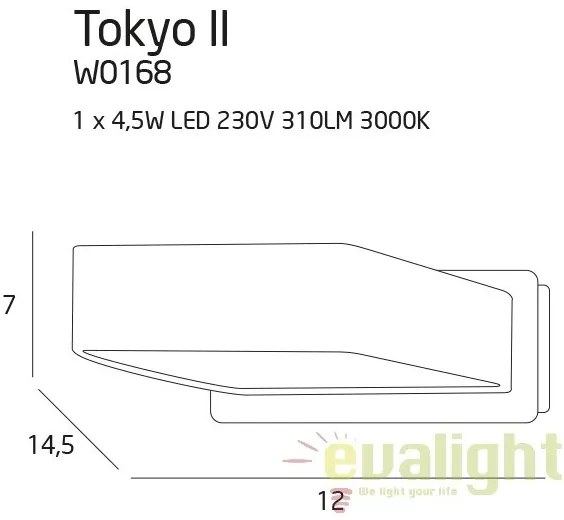 Aplica de perete LED, alb, Tokyo II W0168 MX