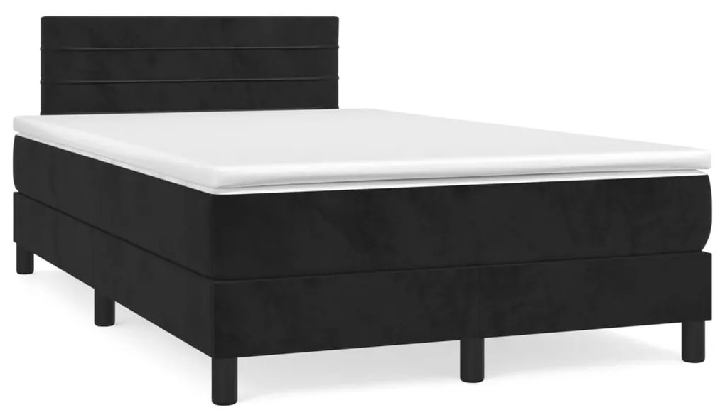 3269845 vidaXL Pat box spring cu saltea, negru, 120x190 cm, catifea