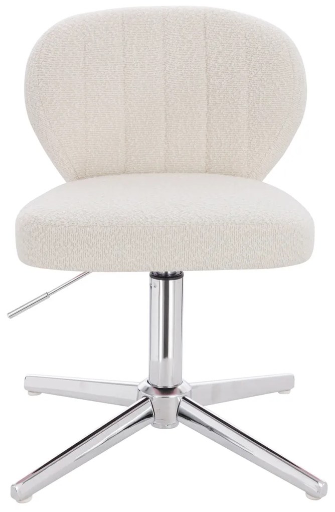 HR193CROSS Scaun Crem Boucle cu Bază Cromata