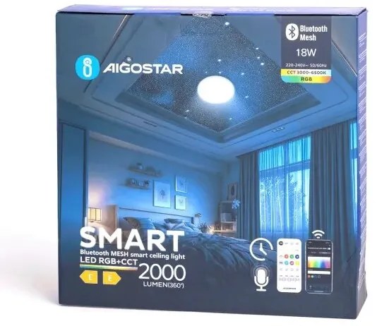 Plafonieră LED RGBW pentru baie Aigostar LED/18W/230V IP44 + telecomandă