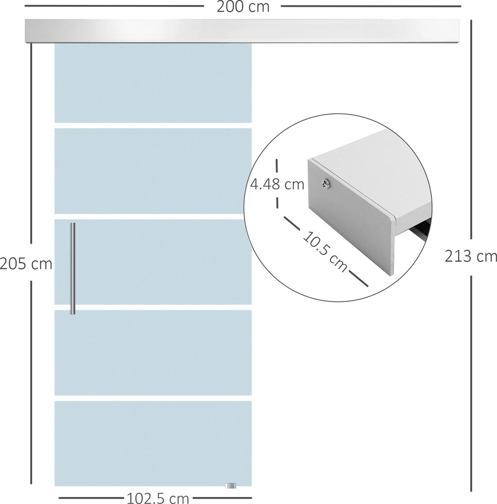 Homcom Usa Glisanta din Sticla Satinata – 102,5×205 cm cu Dungi Decorative | Aosom Romania