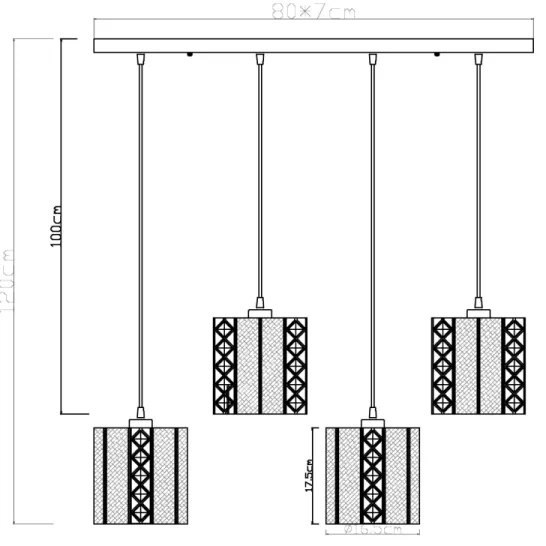 Lustră pe cablu Globo 15450-4H ABINY 4xE27/60W/230V auriu/negru