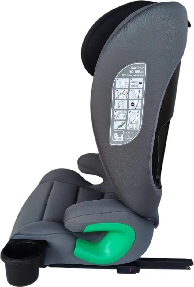 Scaun auto ISOFIX transformabil in inaltator NOVOKIDS Splend'or Edition HF03, R129 i-Size, 100-150 cm, 15-36 kg, Gri