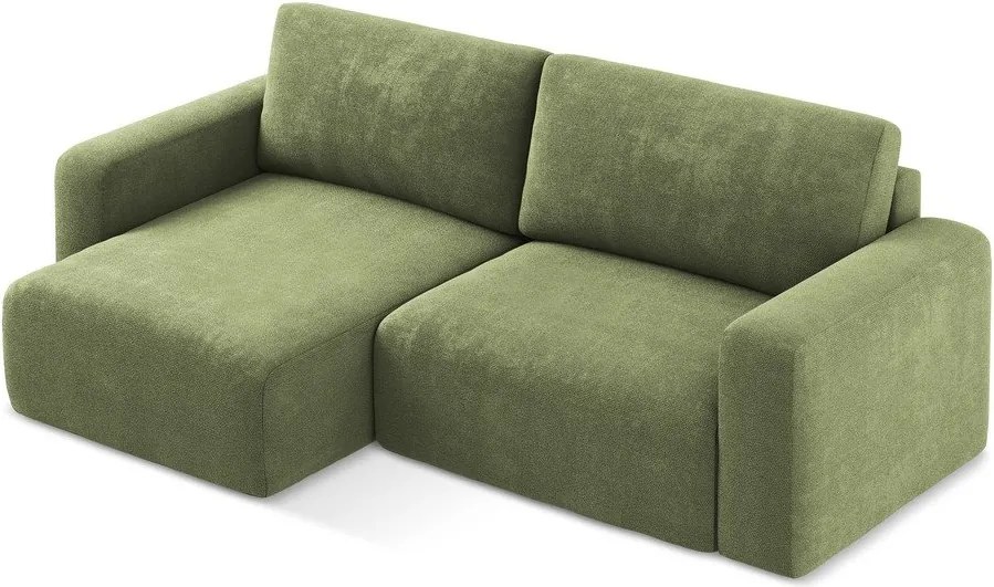 Colțar verde extensibil/cu spațiu de depozitare cu tapițerie din chenille (cu colț pe partea stângă/cu șezlong) Kona – Makamii