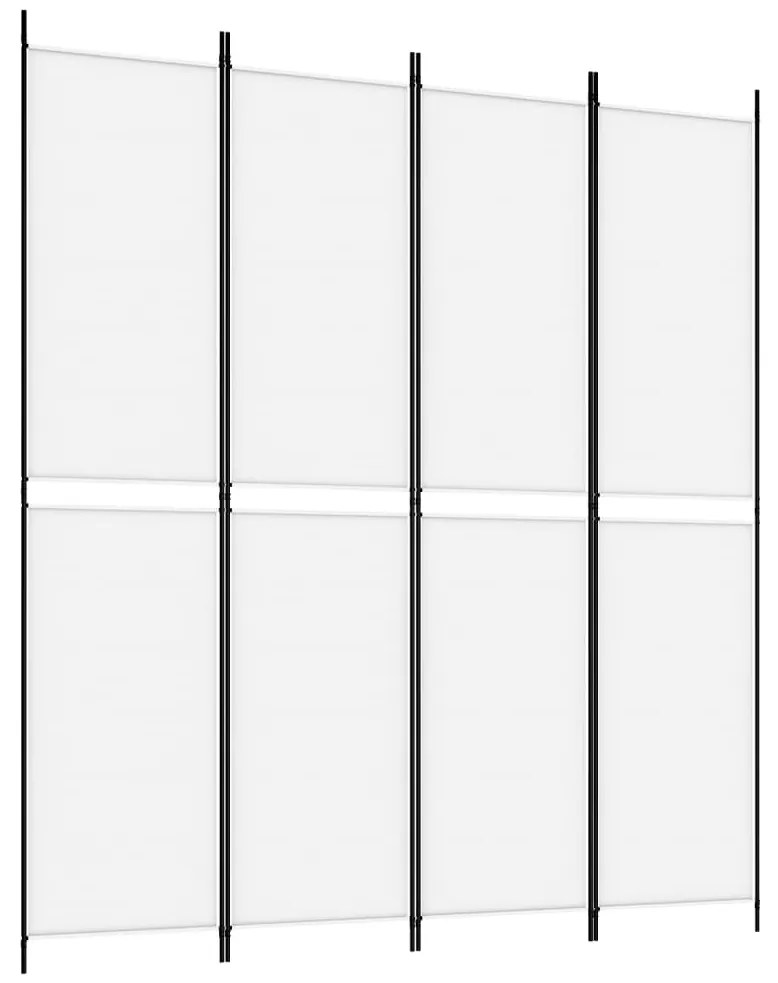 350246 vidaXL Paravan de cameră cu 4 panouri, alb, 200x220 cm, textil
