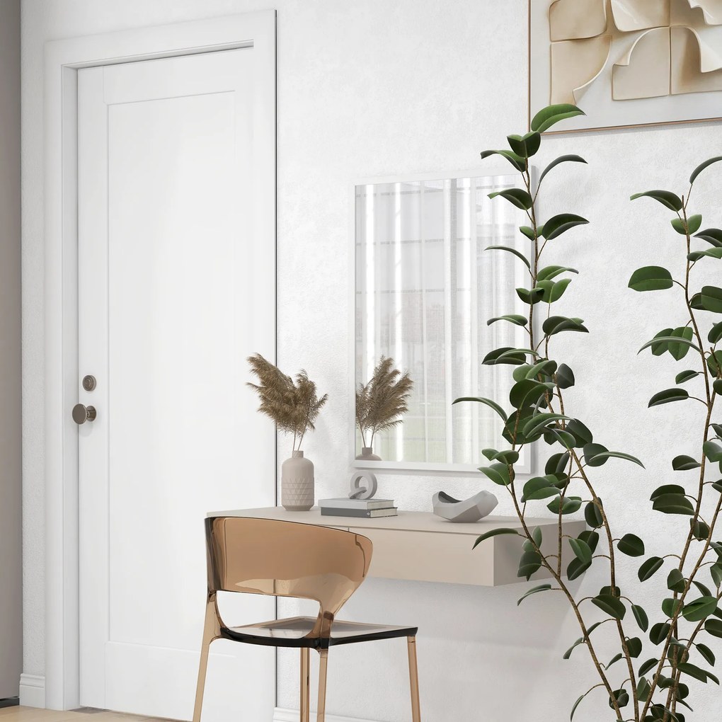 HOMCOM Oglindă Dreptunghiulară de Perete cu Cârlige, Sticlă și MDF, 60x80 cm, Negru | Aosom Romania