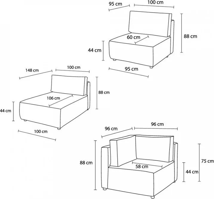 Colțar crem cu tapițerie din catifea reiată (cu colț pe partea dreaptă/în formă de "U") Nihad modular – Bobochic Paris