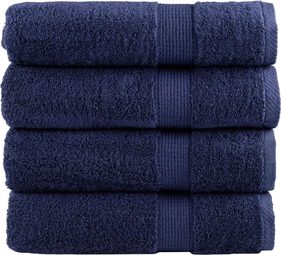 vidaXL Prosoape de baie premium, SOLUND 4buc bleumarin 100x150cm 600gsm