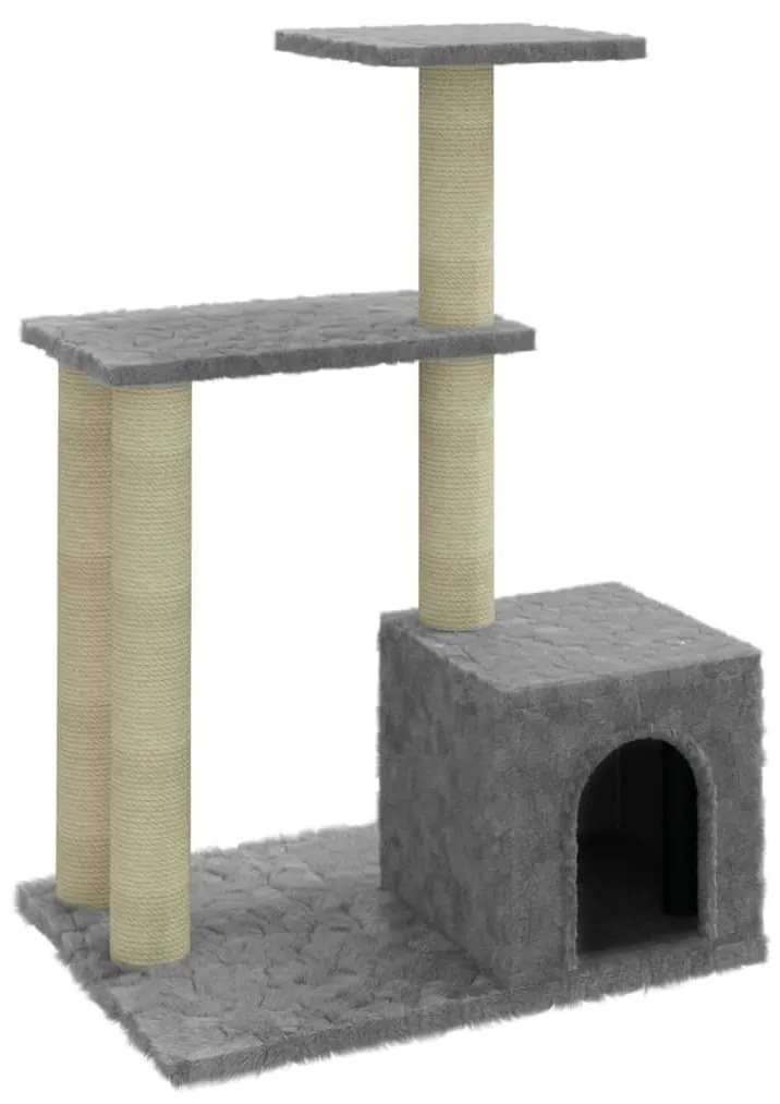 171510 vidaXL Ansamblu pisici, stâlpi din funie sisal, gri deschis, 71 cm