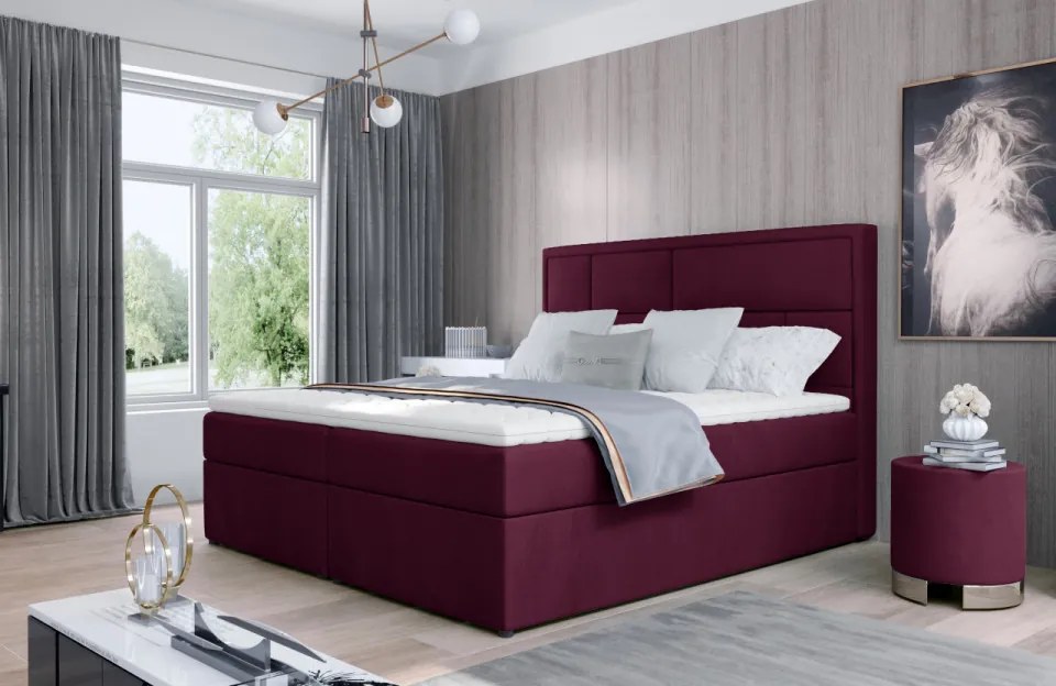 Pat tapitat, continental boxspring, cu lada pentru depozitare, 140x200 cm, Meron 142, Eltap (Culoare: Gri inchis piele / Soft 11)