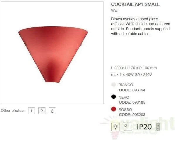 Aplica de perete moderna, COCKTAIL AP1 SMALL rosu 093208