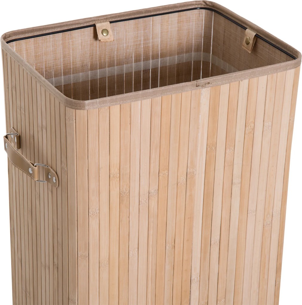 HOMCOM Coș de Rufe din Bambus cu Capac și Geantă Detașabilă, 40x30x60cm, Design Natural | Aosom Romania
