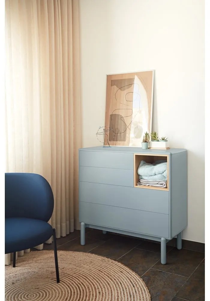 Comodă albastră/gri joasă 90x90 cm Corvo – Teulat