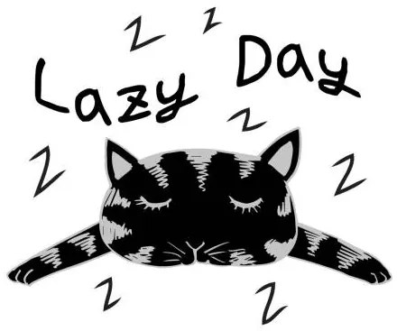 Ilustrație Cute cat with word lazy day.,, Handini_Atmodiwiryo