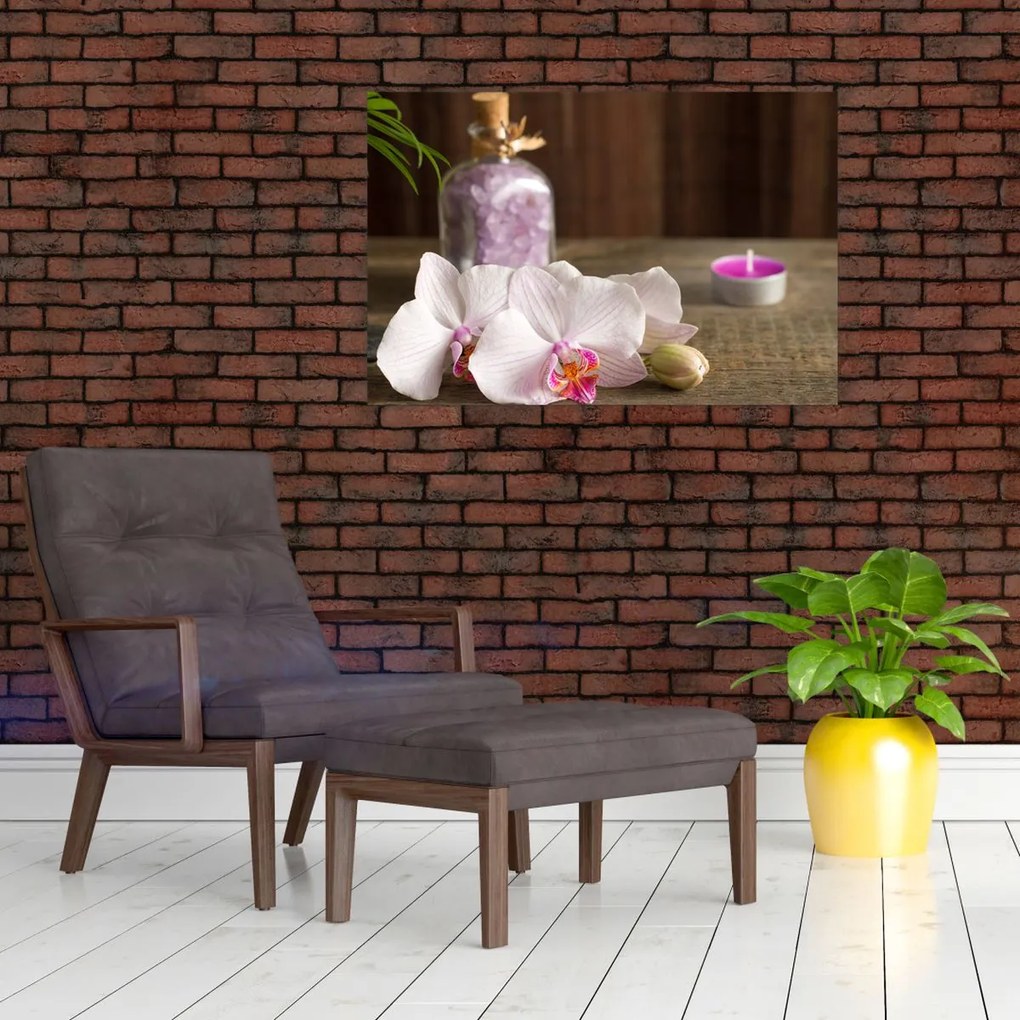 Tablou - Lumânare și orhidee (90x60 cm)