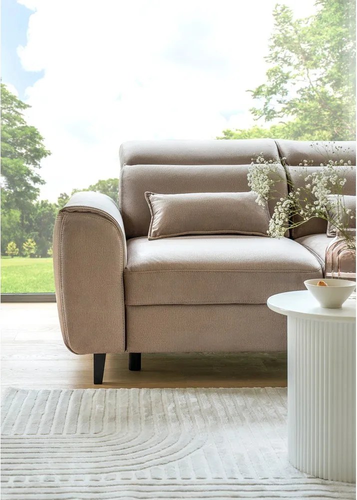 Colțar maro deschis extensibil/cu spațiu de depozitare cu tapițerie din catifea (cu colț pe partea stângă/cu șezlong) Foble – ELTAP