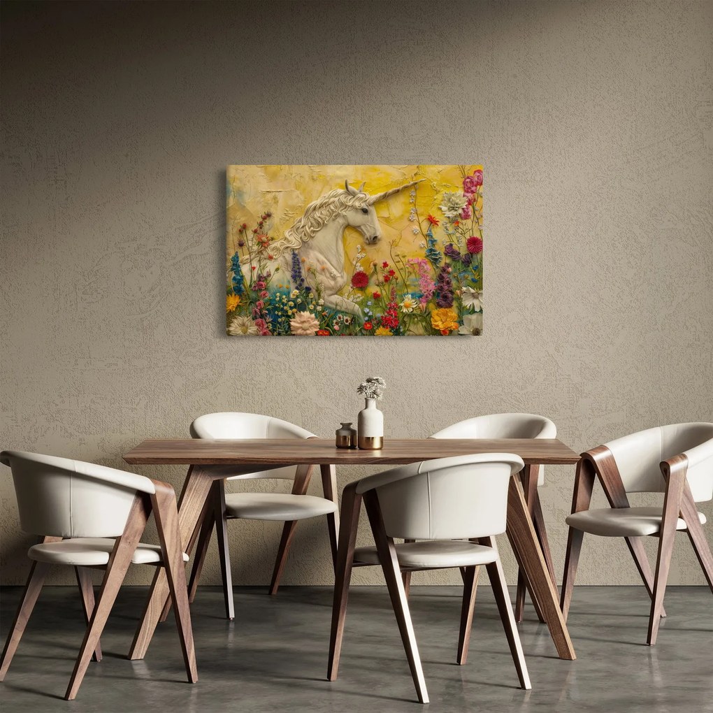 Tablou - Unicorn cu flori (90x60 cm)