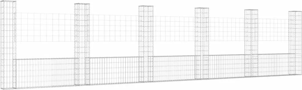 vidaXL Coș gabion în formă de U cu 6 stâlpi, 620x20x150 cm, fier