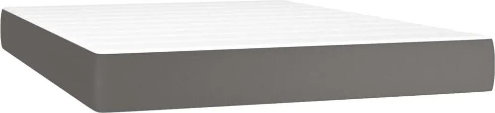 vidaXL Saltea cu arcuri buzunar, fermitate medie, gri, 140x190x20 cm, piele ecologică