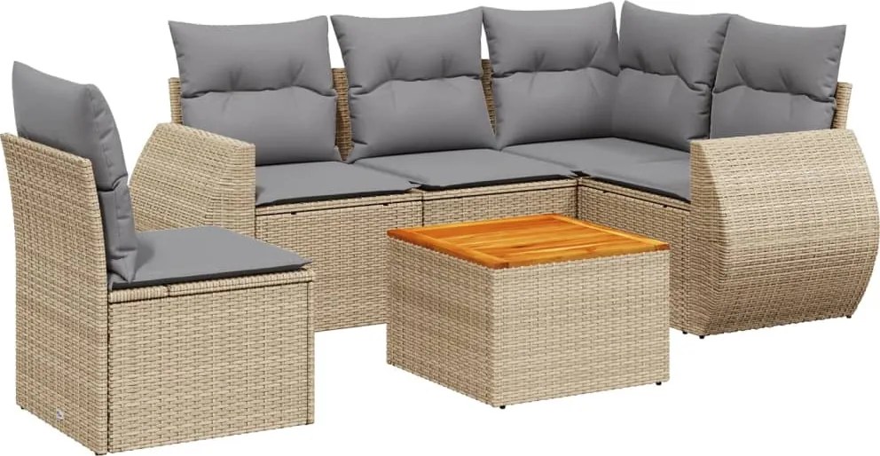 vidaXL Set canapele de grădină cu perne, 6 piese, bej, poliratan
