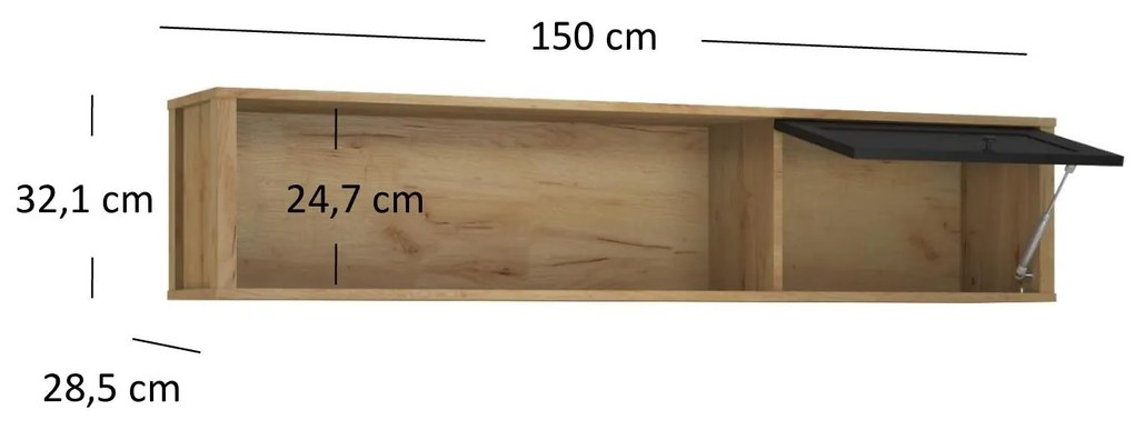 Dulap de perete Bruselas (stejar craft auriu + negru) . 1116785