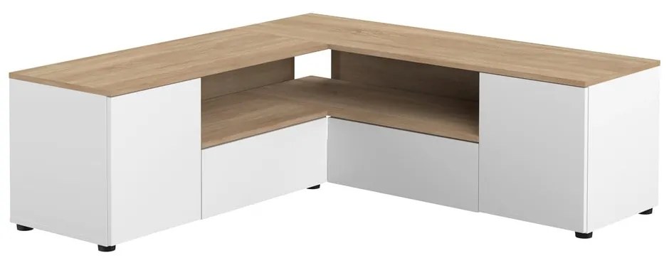 Comodă TV alb-natural cu aspect de lemn de stejar 130x46 cm Angle – TemaHome