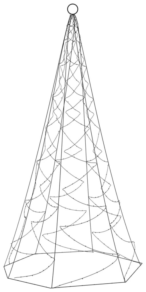 Brad de Craciun pe catarg, 200 LED-uri, alb cald, 180 cm Alb cald, 180 x 70 cm, Becuri LED in forma zigzag, 1