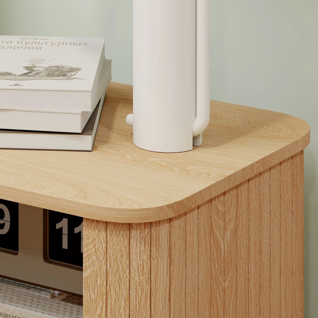 HOMCOM Noptieră, mobilier suplimentar, stil scandinav cu 2 uși glisante și picioare de oțel 48 x 40 x 48 cm, aspect lemn | Aosom Romania