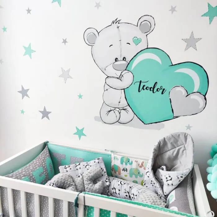 INSPIO Sticker perete copii - Ursulet cu nume personalizat