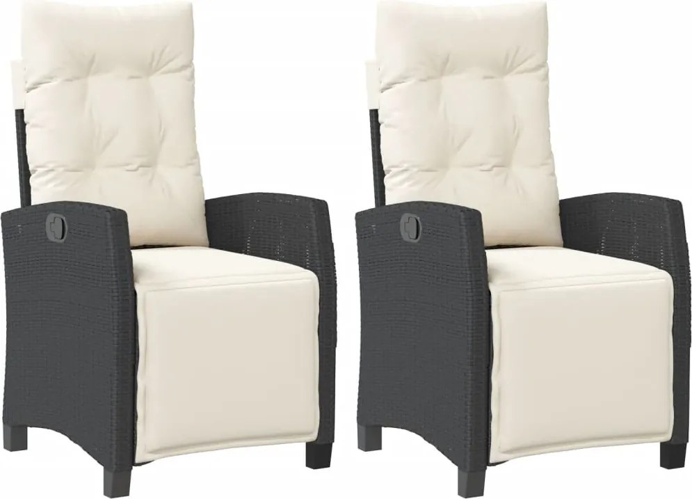 vidaXL Scaun de grădină rabatabil cu suport picioare,2 buc., poliratan