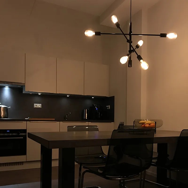 Lampă industrială suspendată neagră cu 6 lumini - Sydney