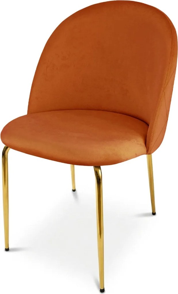 Scaun de dining INCA VELVET cu picioare aurii, teracota