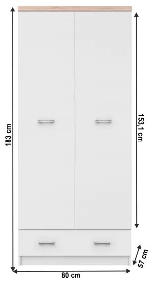 Dulap TOPTY TYP 01 Cu Două Uşi 2D1S Alb/Stejar Sonoma