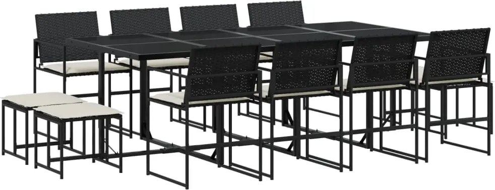 vidaXL Set mobilier de grădină cu perne, 13 piese, negru, poliratan