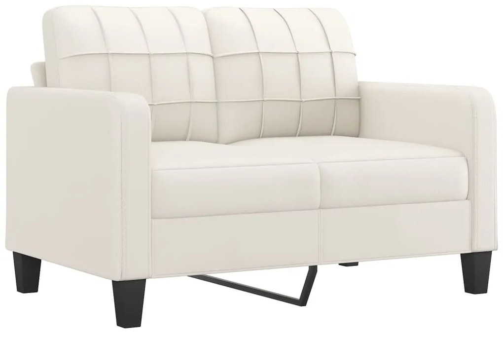 348644 vidaXL Canapea cu 2 locuri, crem, 120 cm, piele ecologică